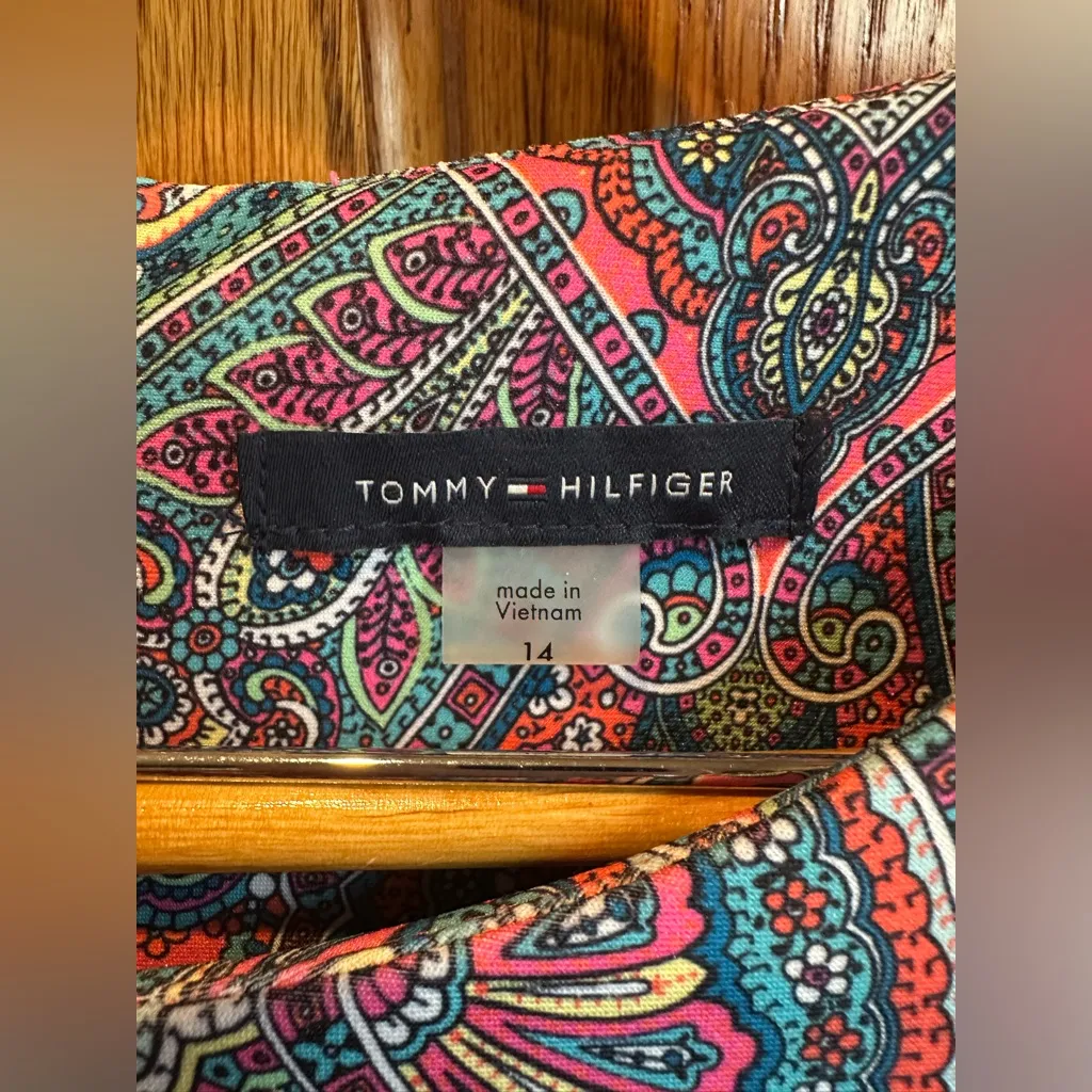 Tommy Hilfiger Paisley Scuba Sheath Dress Size 14 Pink Multi Business Work Wear - Image 3