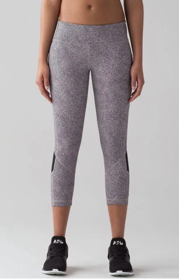 Lululemon Pace Rival Crop Legging 22”Sea Spray Alpine White Dark Chrome BlackSz6 - Image 2