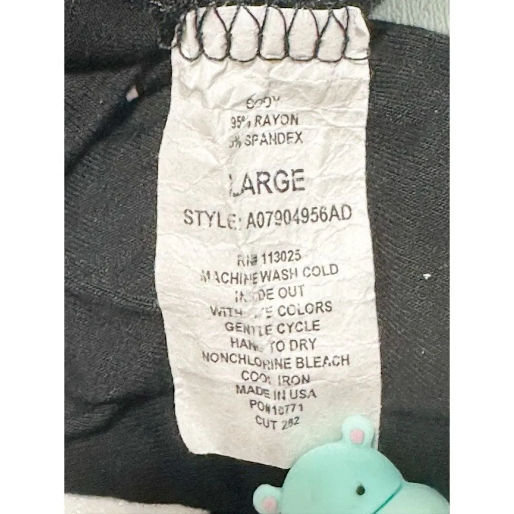 Electric Pink Womens Hoodie Long Sleeve Graphic Pullover Hoodie Black Size Large - Image 2