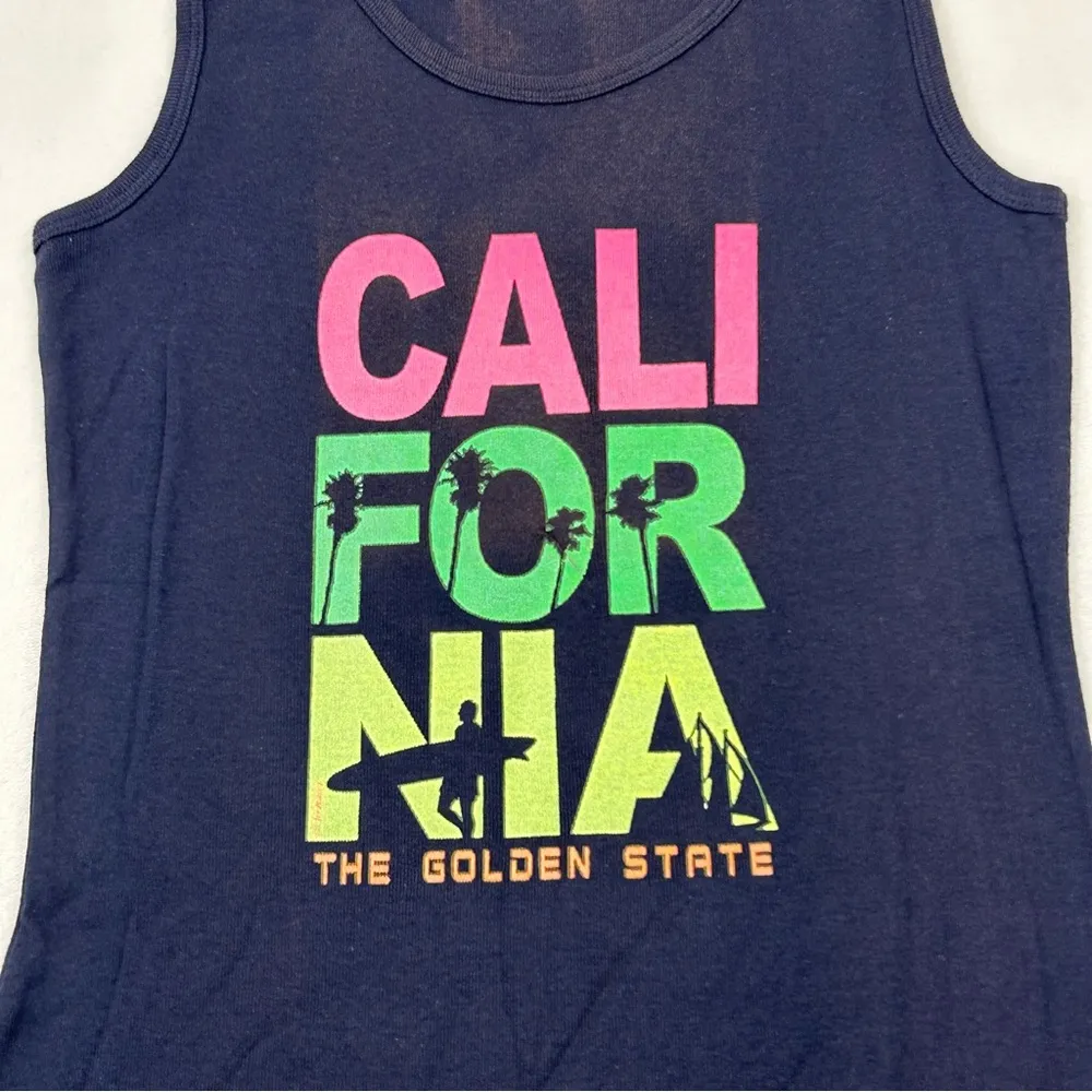 California Republic The Golden State Navy Blue Tank Top Beach Shirt Women Size S - Image 2