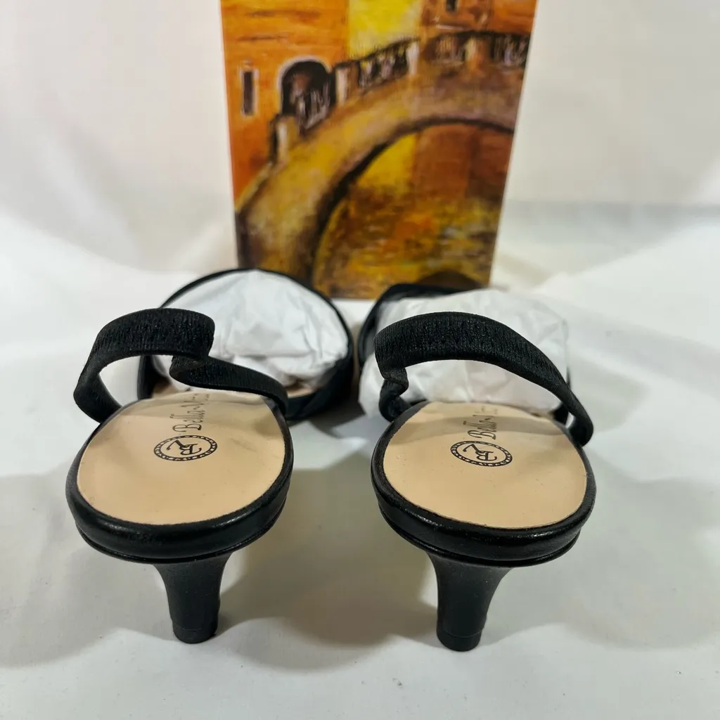 BELLA VITA LEATHER SLINGBACK SARAH KITTEN HEEL PUMP WOMENS 9W BLACK NEW IN BOX - Image 4