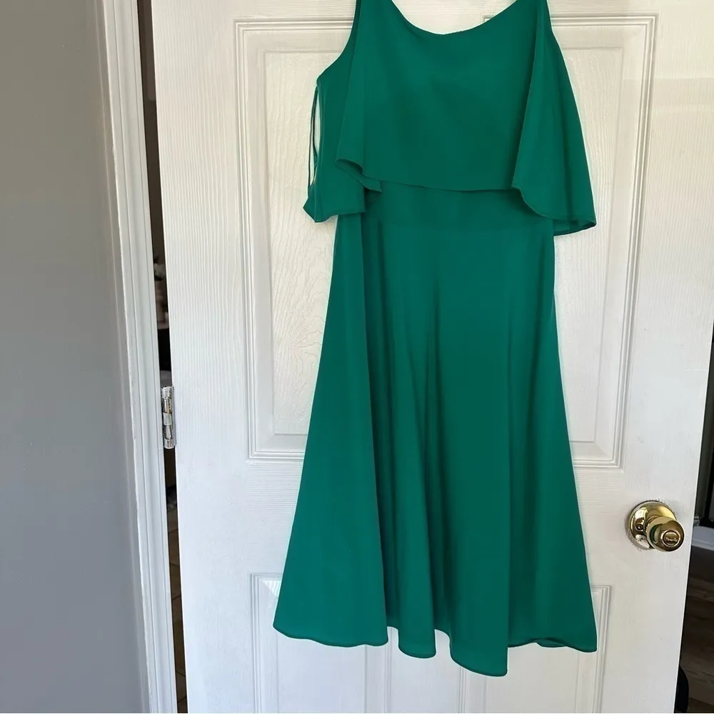 Ann Taylor green emerald cocktail party midi dress size 0 - Image 12