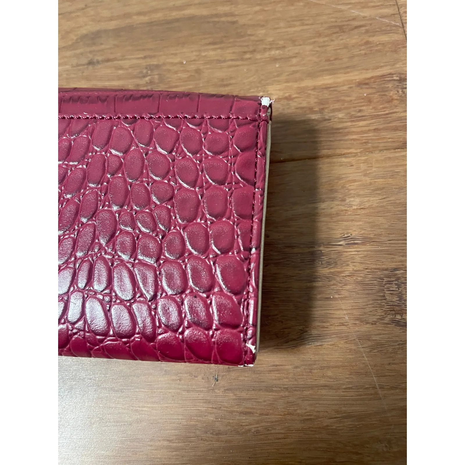 Anne Kelin Burgundy Faux Snake Skin Pattern Leather Wallet - Image 6