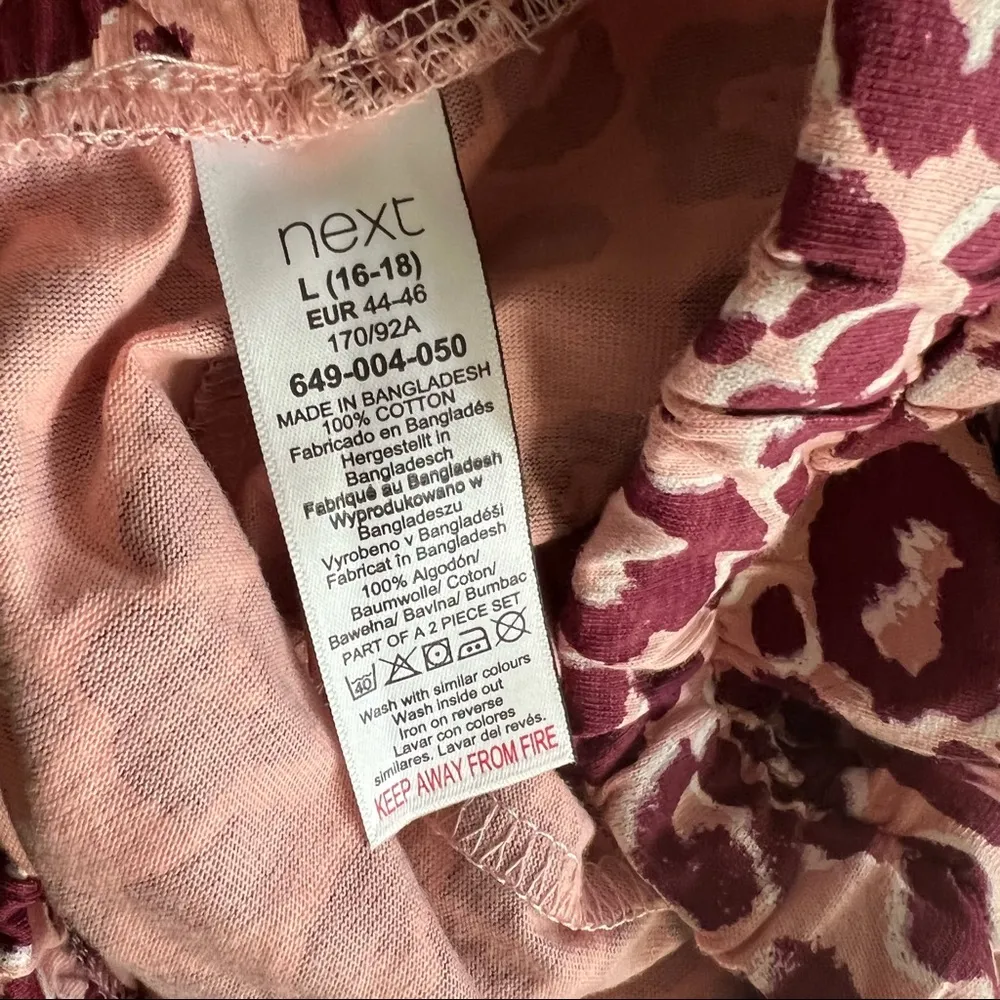 Next 2-Piece Pajama Follow Your Dreams Top & Shorts Animal Print Size L NWT - Image 8