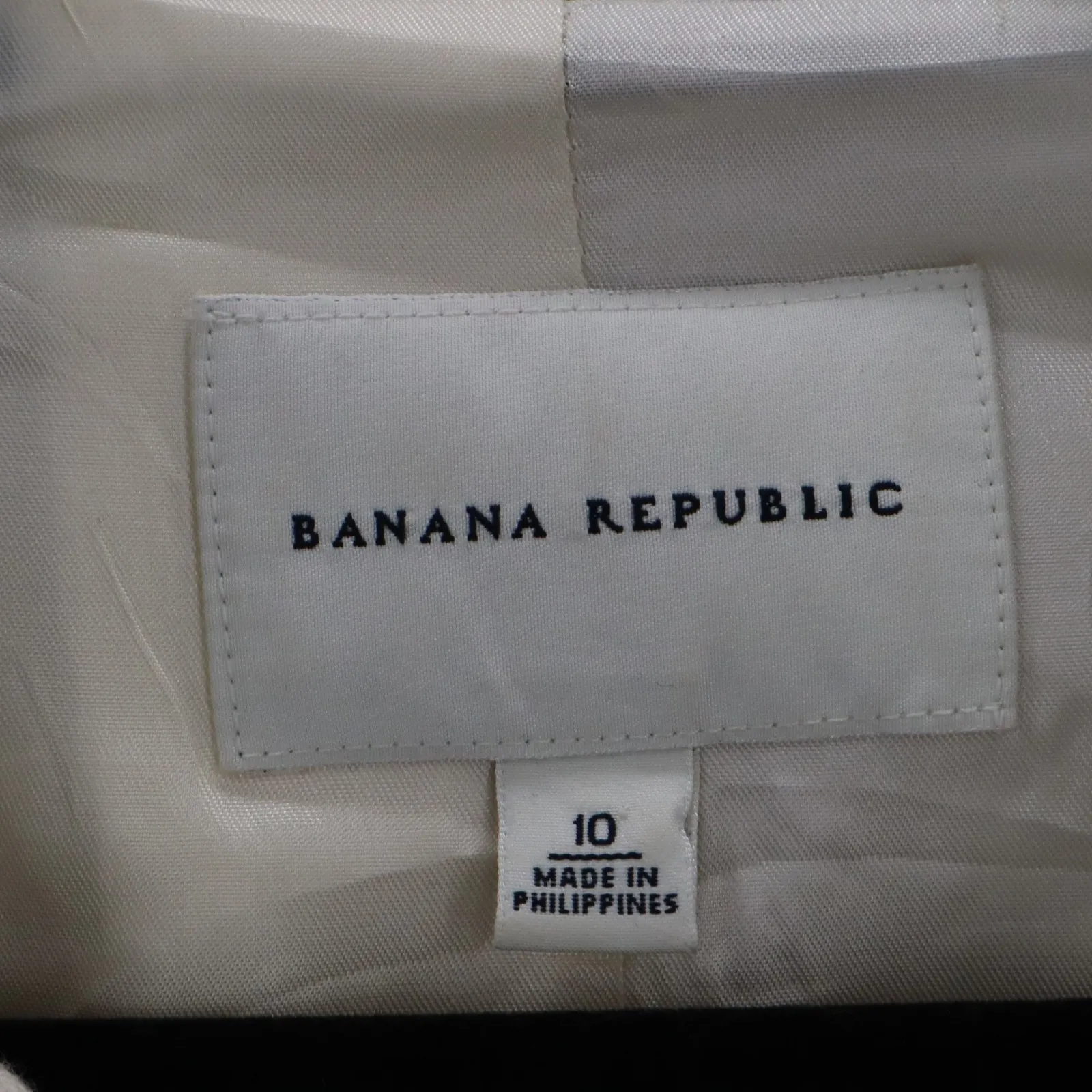 Banana Republic White Ecru Formal Clover Check Cotton Suit Coat Jacket Blazer 10 - Image 6