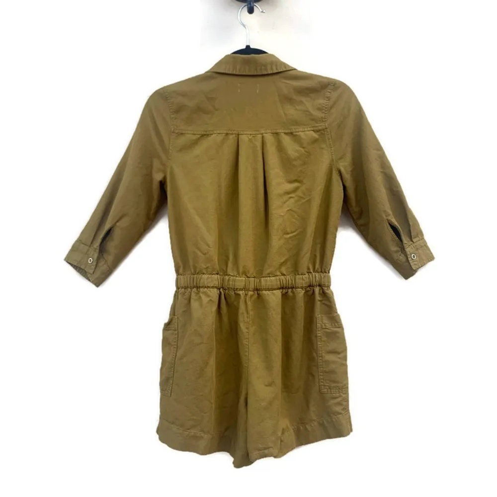 Old Navy Utility Twill Gathering Moss Olive Green Romper - Image 2