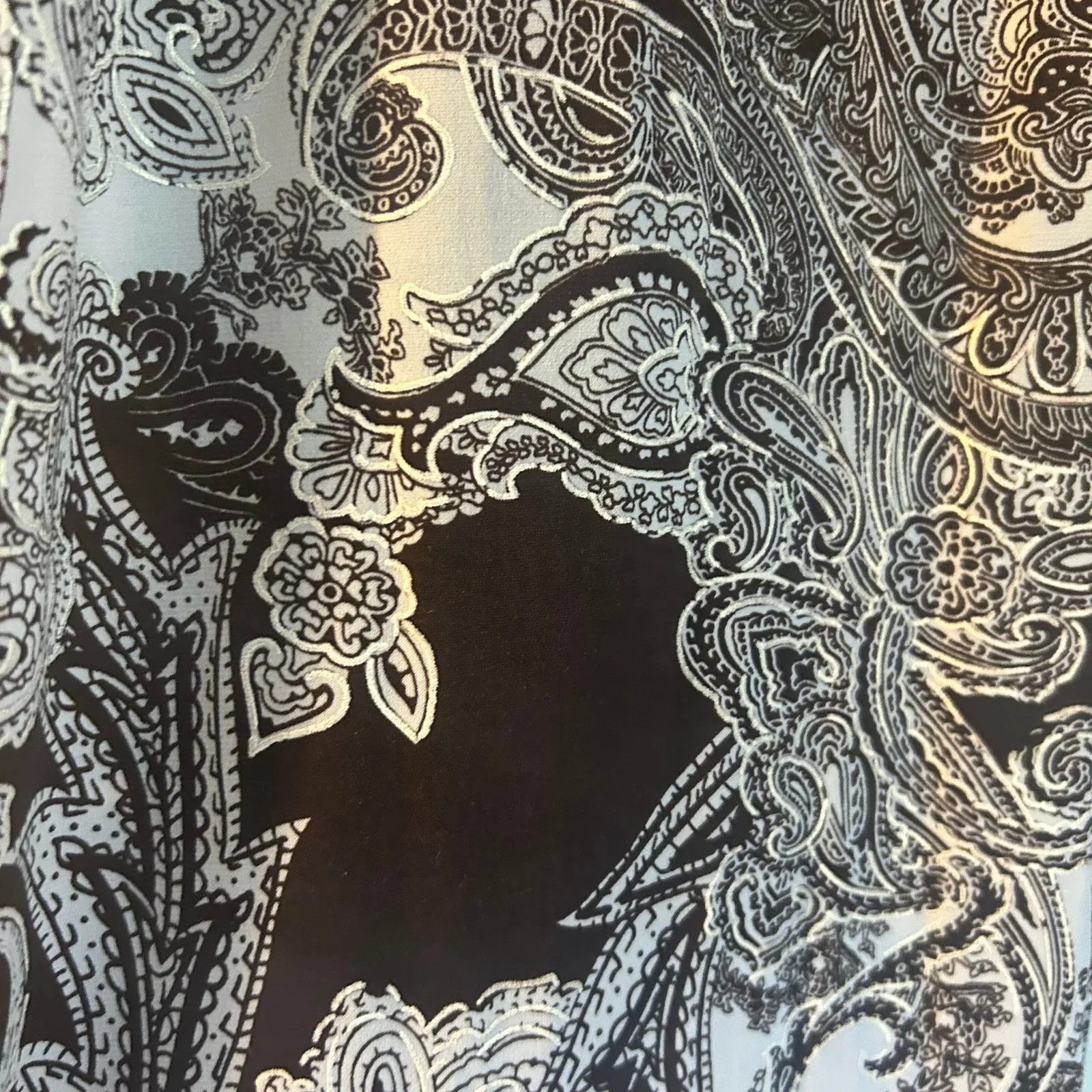 IMAN Easywear Pants SZ LG Brown Gold Trim Paisley Slinky Wide Leg Elastic Waist - Image 9