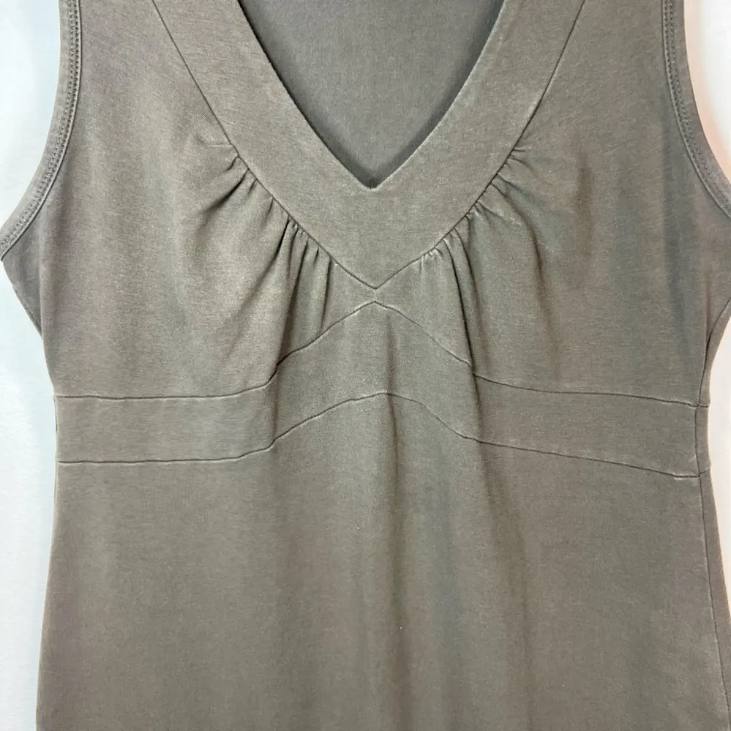 Athleta Señorita Organic Cotton Mini Dress Olive Green Sleeveless VNeck Sz Small - Image 3