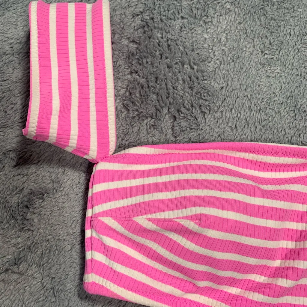 Aerie swim top pink white striped medium - Image 2