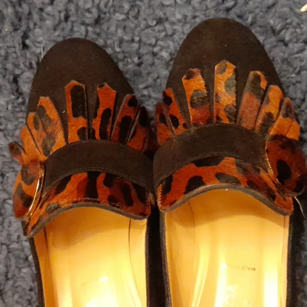 A. Bottega Milano suede leather leopard shoes Black Size 7 - Image 5