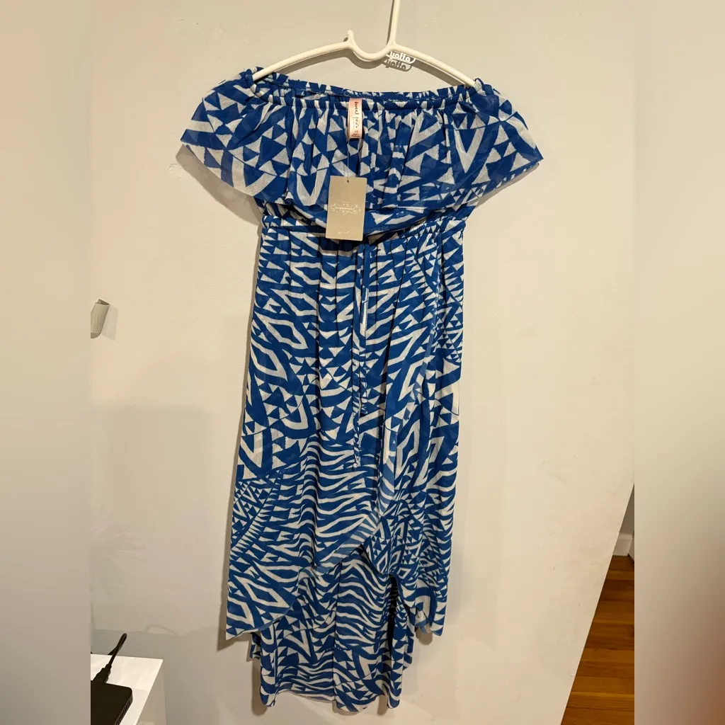Anthropologie Blue and White Abstract Dress - Image 4