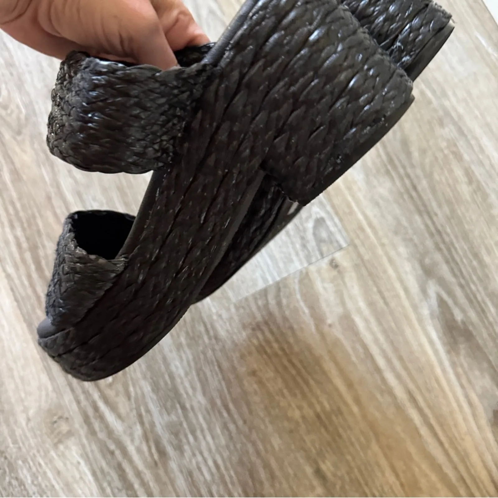 Matisse Beach Braided Raffia Platform Sandals Womens 10 Beachy Summer Chunky Black - Image 7