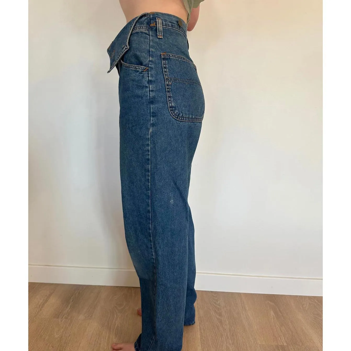 Vintage Foldover Retro Blue Jeans Size 8 - Image 2