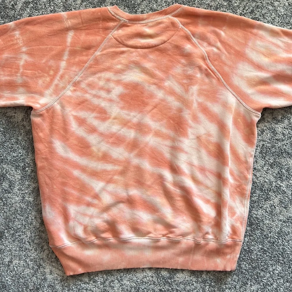 aerie Orange Tie Dye Fleece-Of-Mind Vintage Crew Neck Pullover Sweatshirt - Image 8