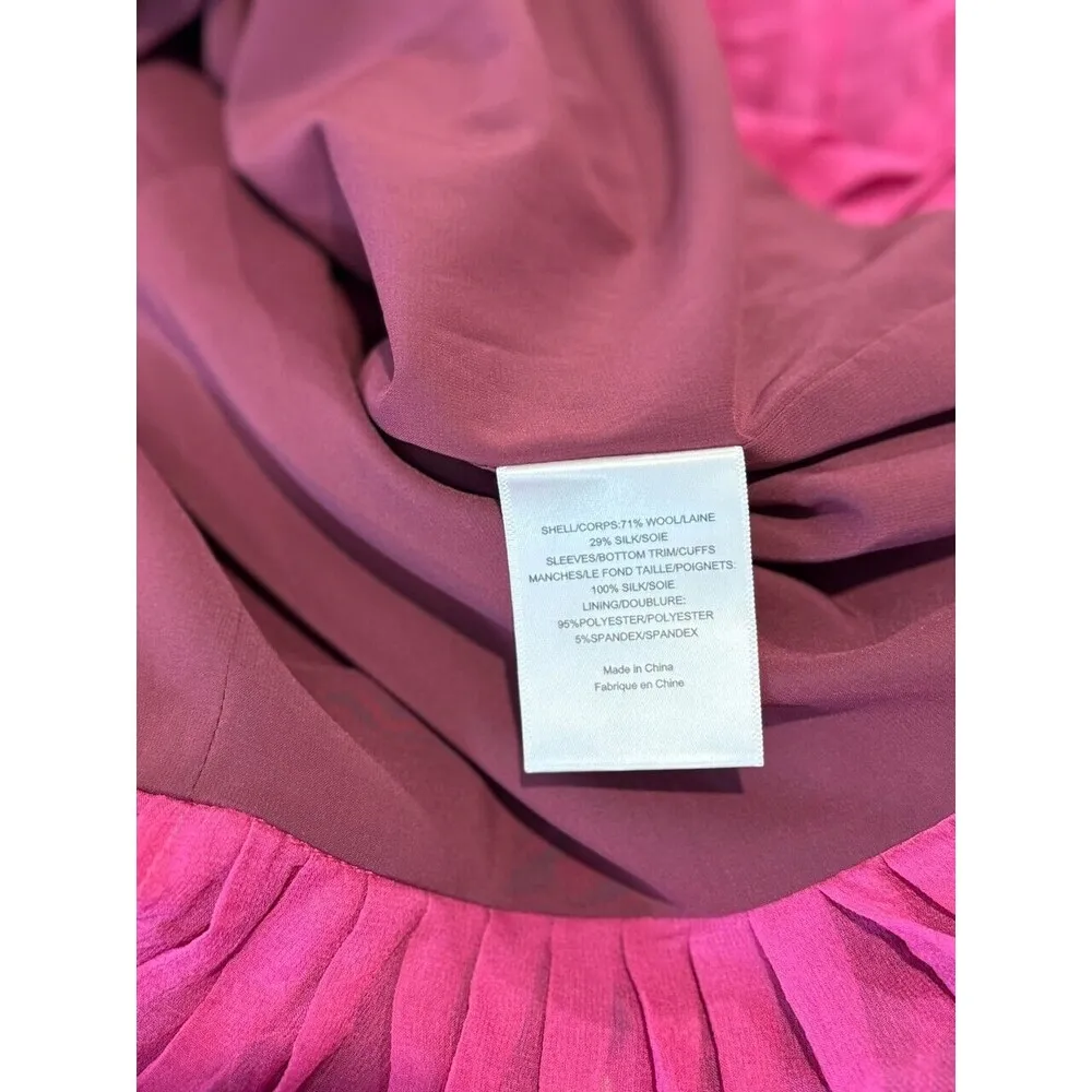 Tory Burch Dress Pink Floral Mini Sheath Wool Silk Long Sleeve Sheer Size 4 - Image 13