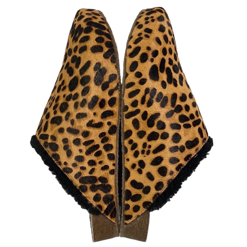 Johnny Was Cheetah calf hair faux fur trimmed Mules size 6 - Image 96