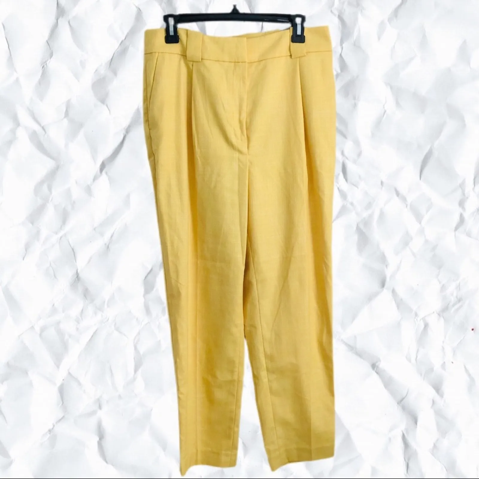 H&M high waisted light yellow suit pants - size 10 - Image 4