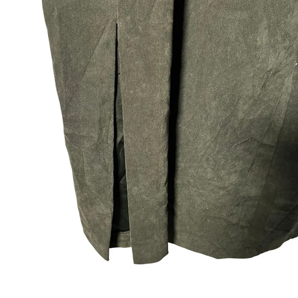 Positive Attitude Shift Maxi Dress Women 10 Green Thick Sueded Fabric Side Slits - Image 4