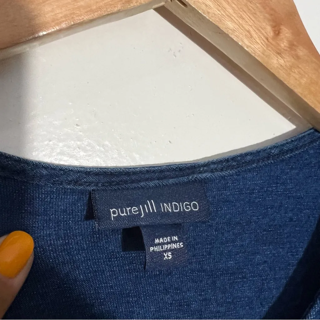 J. Jill Pure Jill Indigo‎ Shirttail Dress River Wash Size XS Blue - Image 7