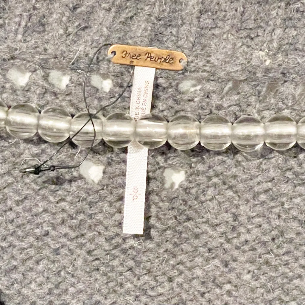 Free People Small Wool Blend Cardigan Sweater Women's Lace Accent Gray Boho‎ - Image 3