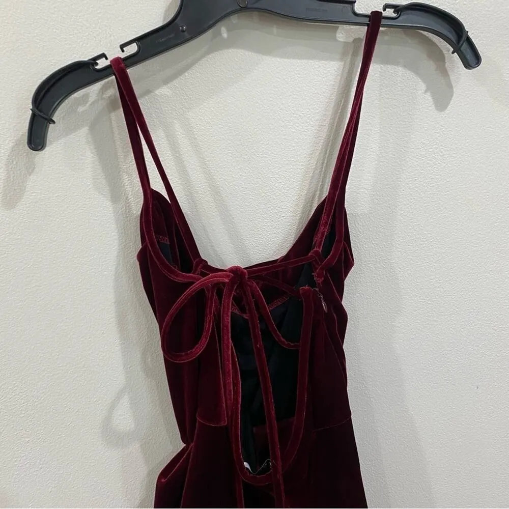 Amanda Uprichard Velvet Dark Romantic Jasalina Mini Dress in Burgundy Size Small - Image 10
