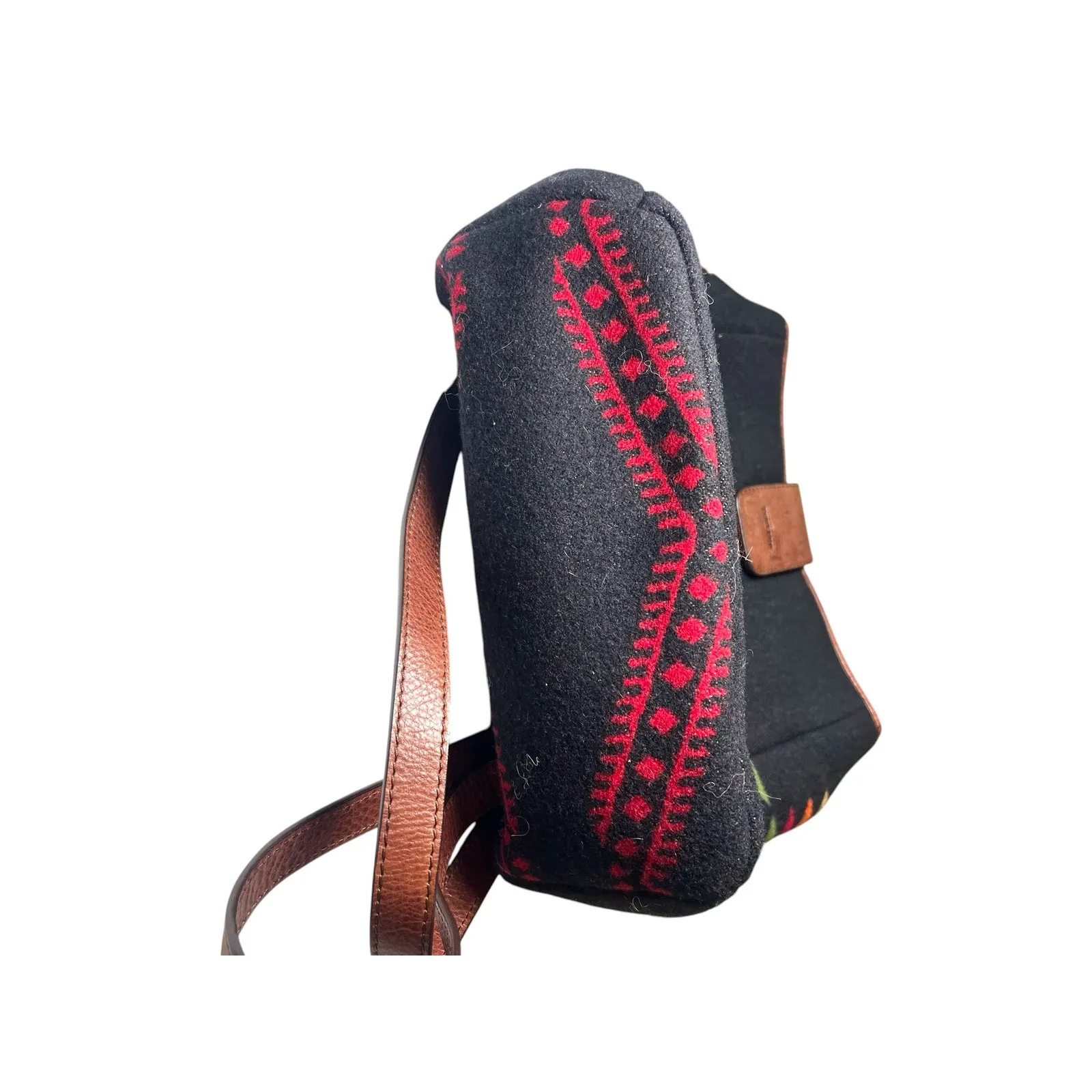 Pendleton Aztec Southwestern black backpack with leather shoulder straps Western - Image 6