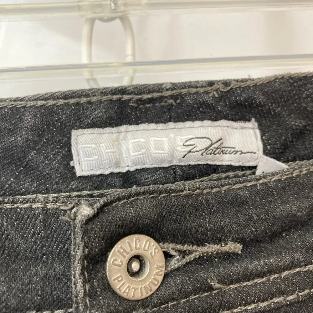 Chico’s Platinum Quartz Jean Black Mid Rise Boot Cut Straight Denim Jean - Image 6