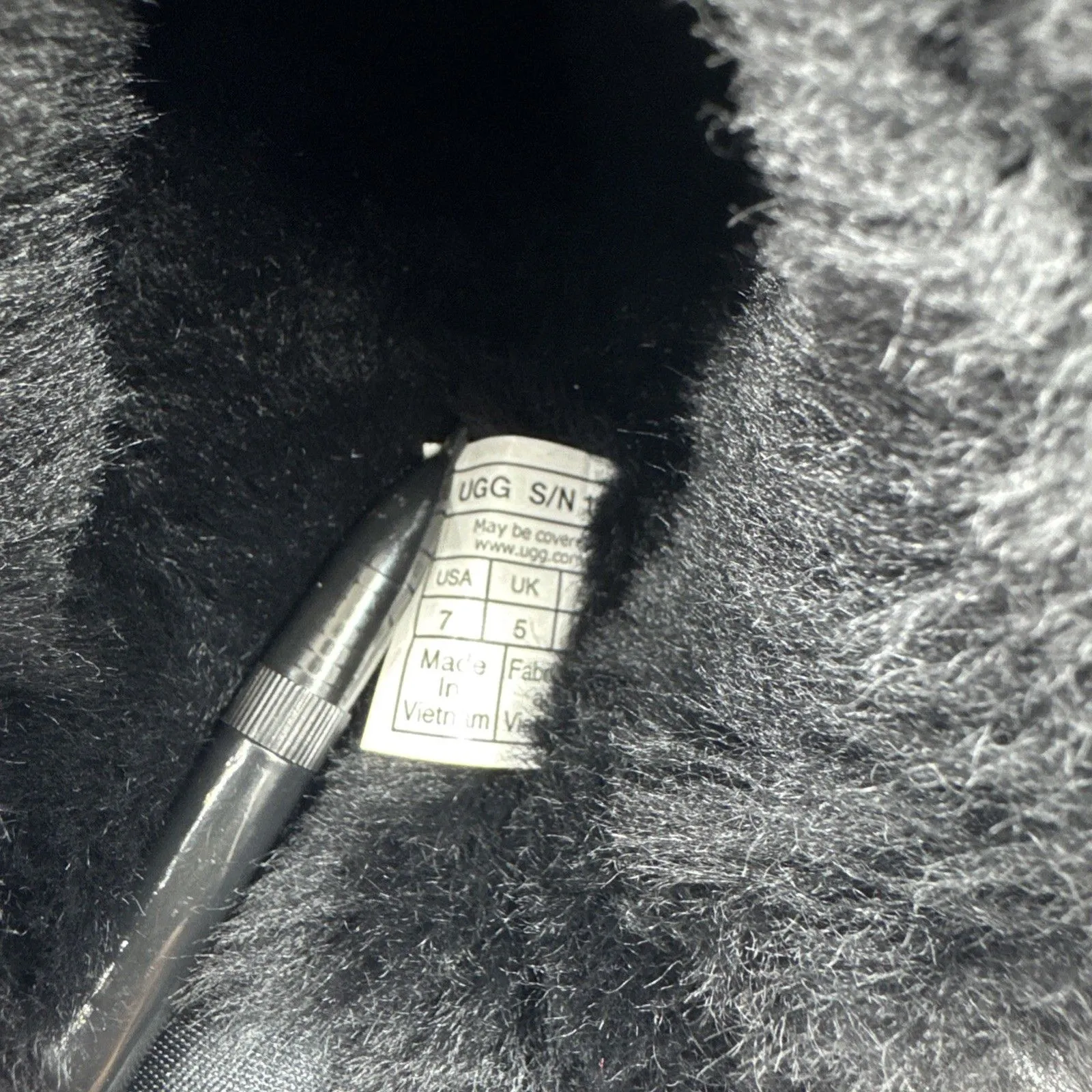 UGG Disquette Black Suede Fur Cuff Slide Platform Slipper Shoes Size 7 Women New - Image 12