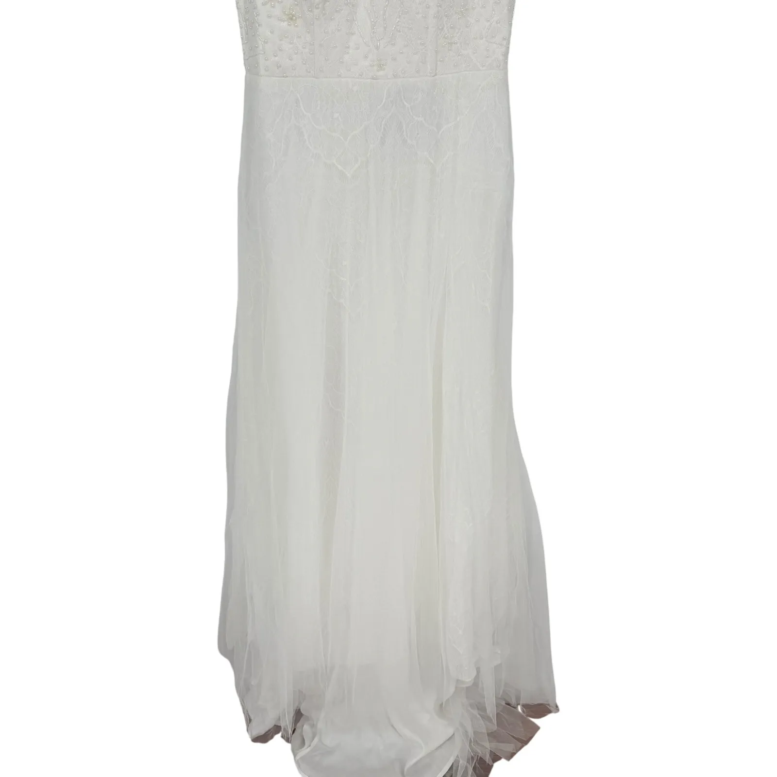 Lulus Love Perfection White Lace Tulle Pearl Beaded Maxi Dress Size M Size M - Image 7