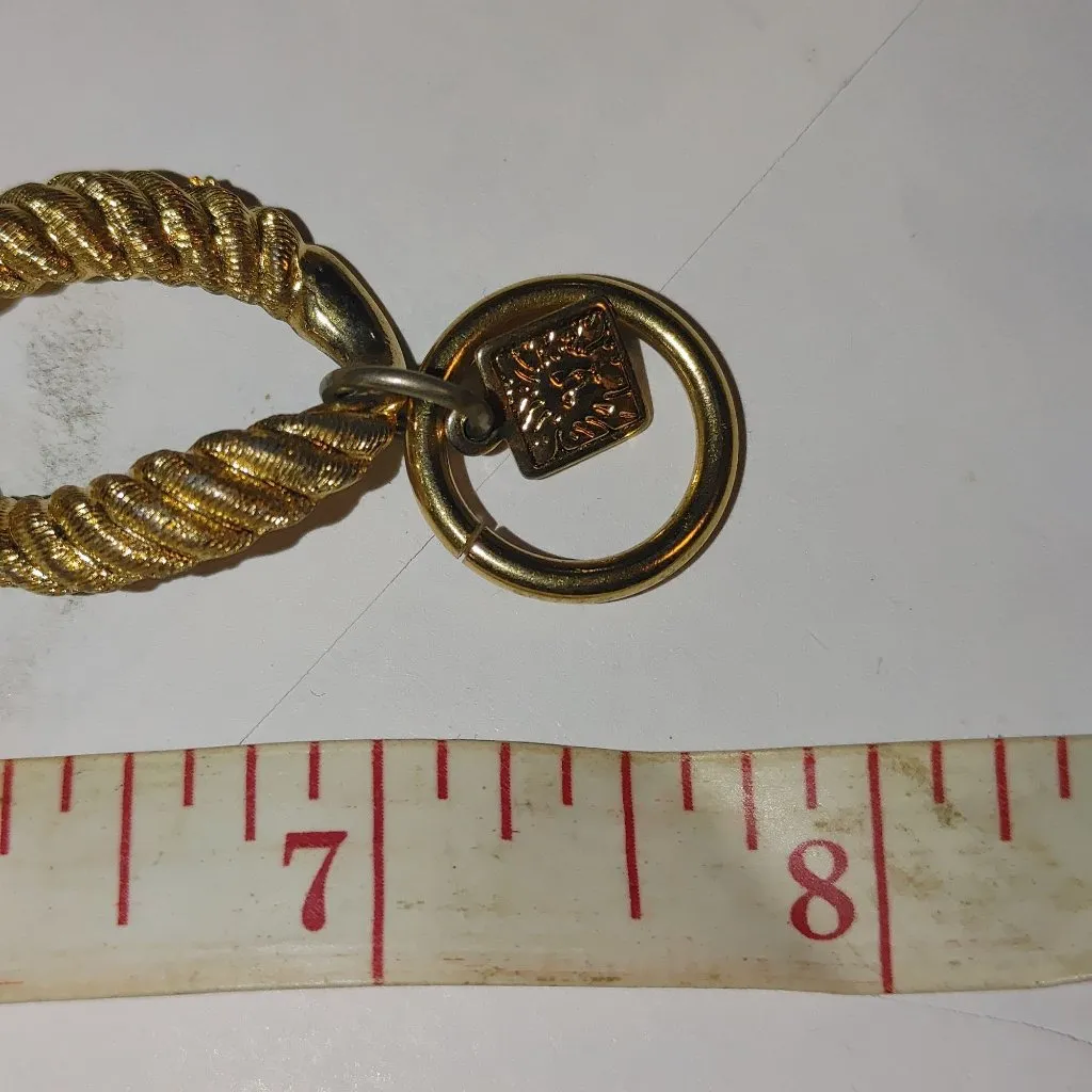 Anne Klein Vintage Gold Tone Rope Chain Link Bracelet Twist Chucky Stamped Charm - Image 5