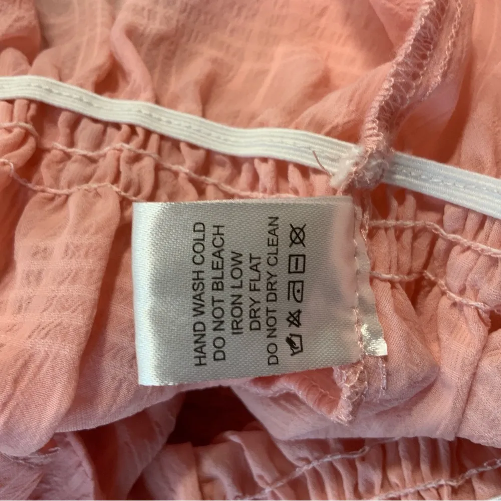 Blashe Women’s Puffed Long Sleeve Peach Textured Crop Top Small Boho Renaissance Pink - Image 5