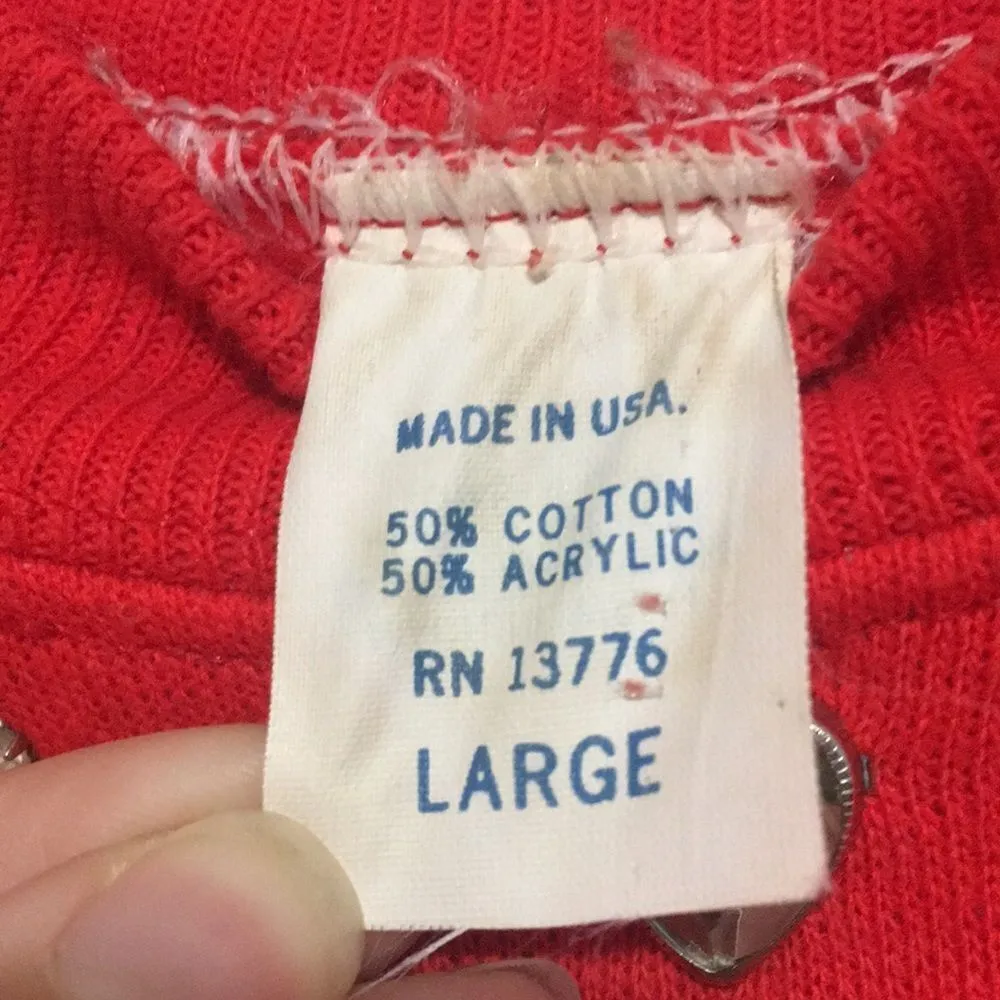 Vintage Red Crewneck Embellished Heart Gens Sweatshirt Size Large Red - Image 3