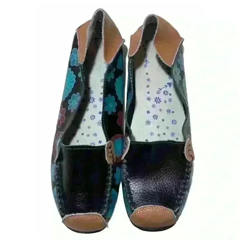 Moccasins Espadrille Flats Muticolor Floral Black Loafers Women’s Sz 10 - Image 4