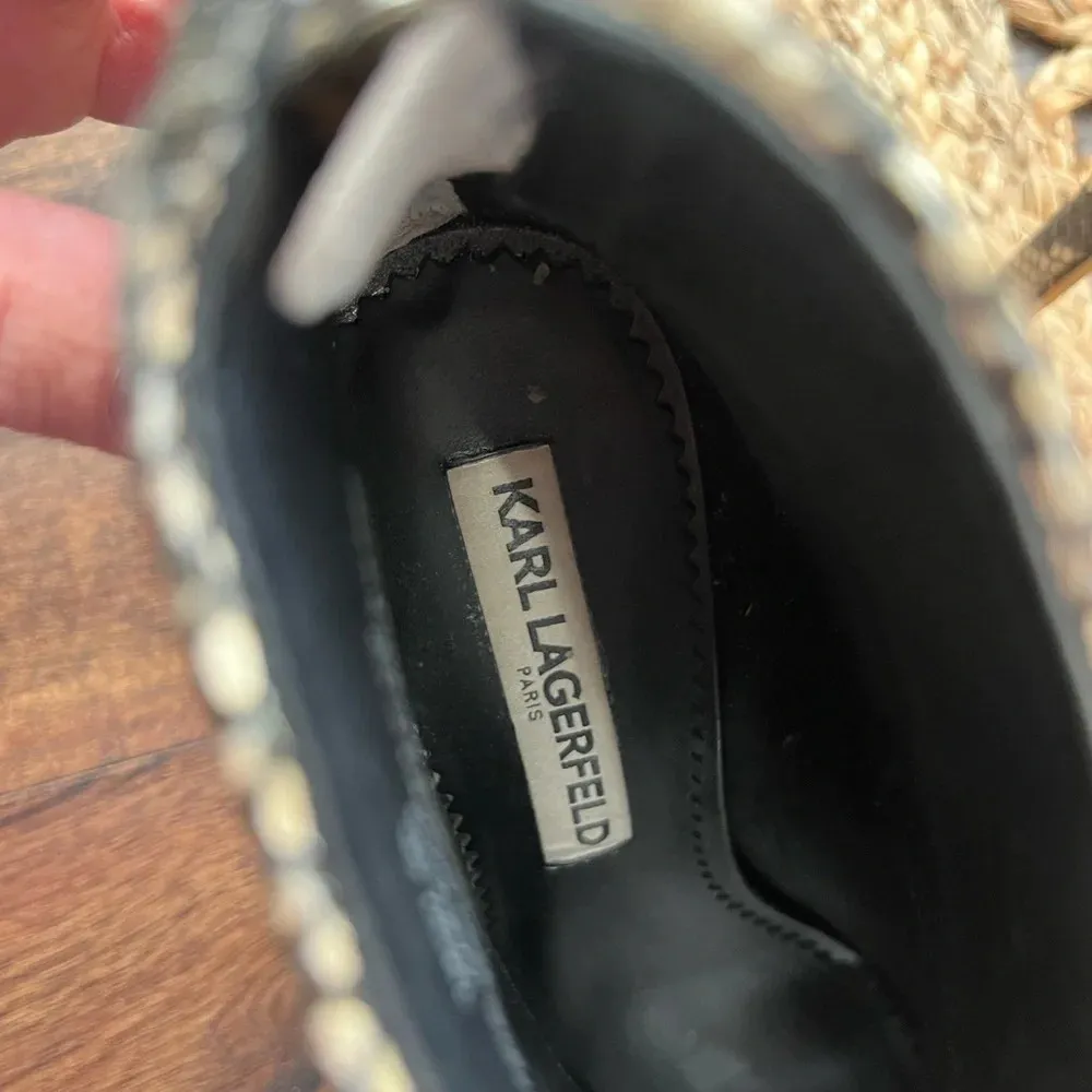 KARL LAGERFELD Paris cardi peep toe snakeskin booties size 7 - Image 7