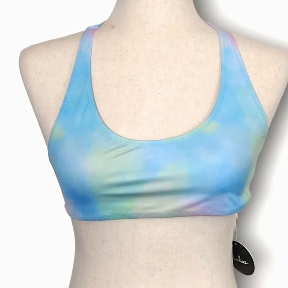 NWT Lulu's Wave Crest Blue Multi Tie-Dye Scoop Neck Bikini Top Size Medium - Image 3