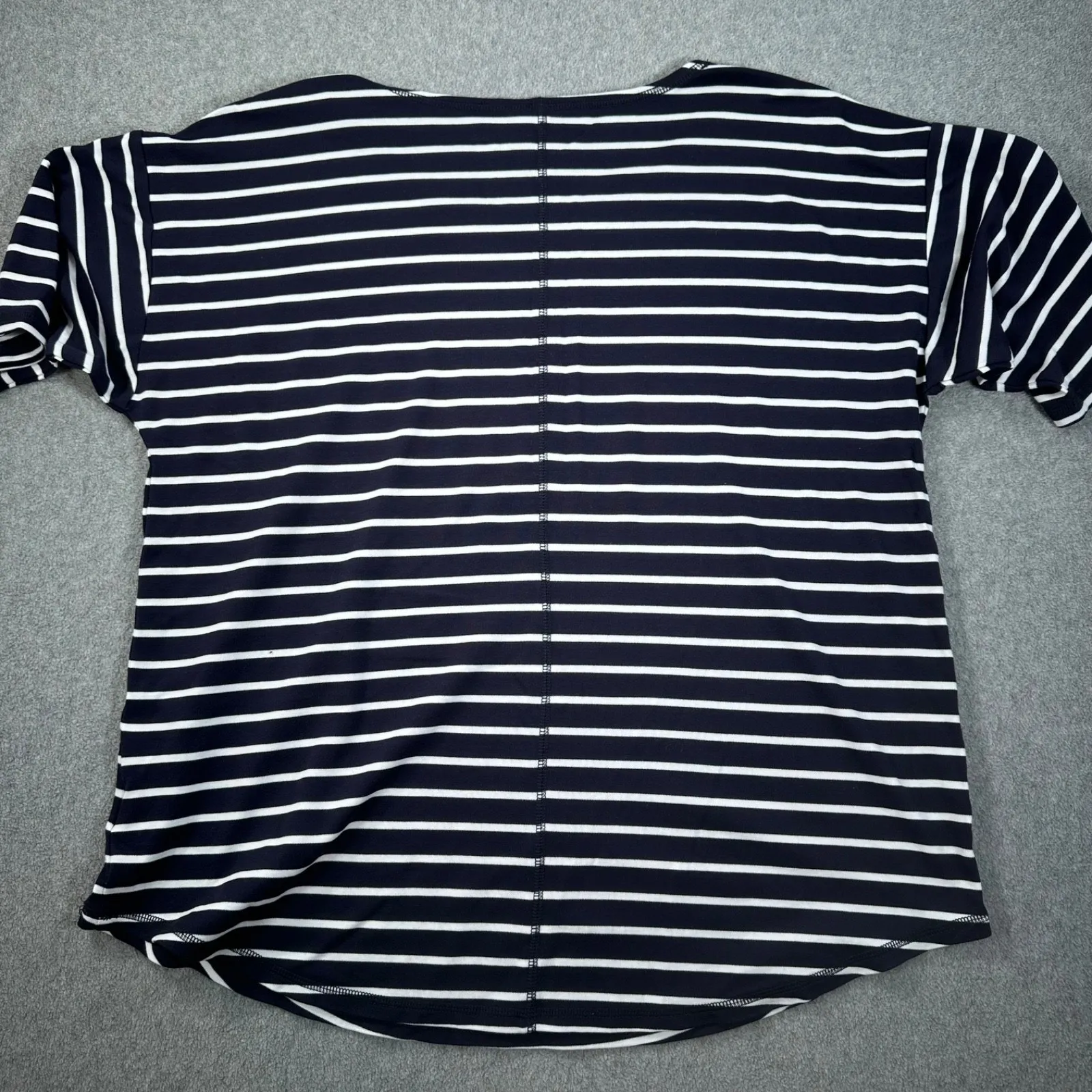 Lands' End Navy Blue Striped Short Sleeve Tee Shirt Women's 1X (16W-18W) Casual - Image 8