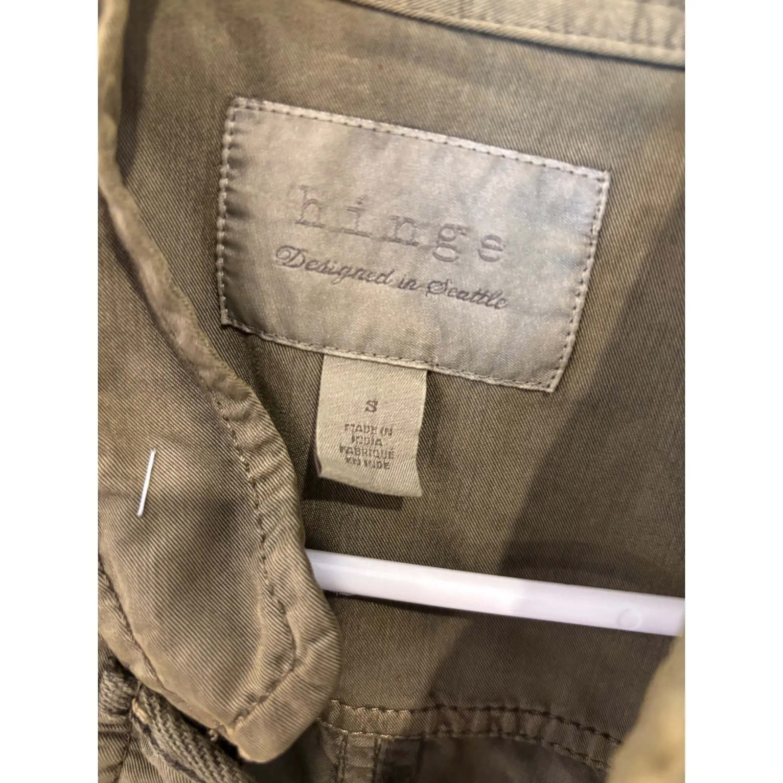 Hinge Olive Green Utility Jacket Lightweight Military Style Size S‎ - Image 3