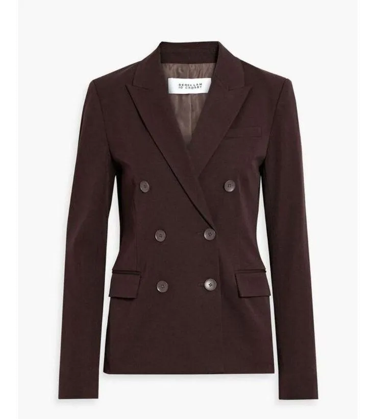 Derek Lam 10 Crosby Sandra Double Breasted Slit Blazer Chocolate Womens Size 2 Brown - Image 10