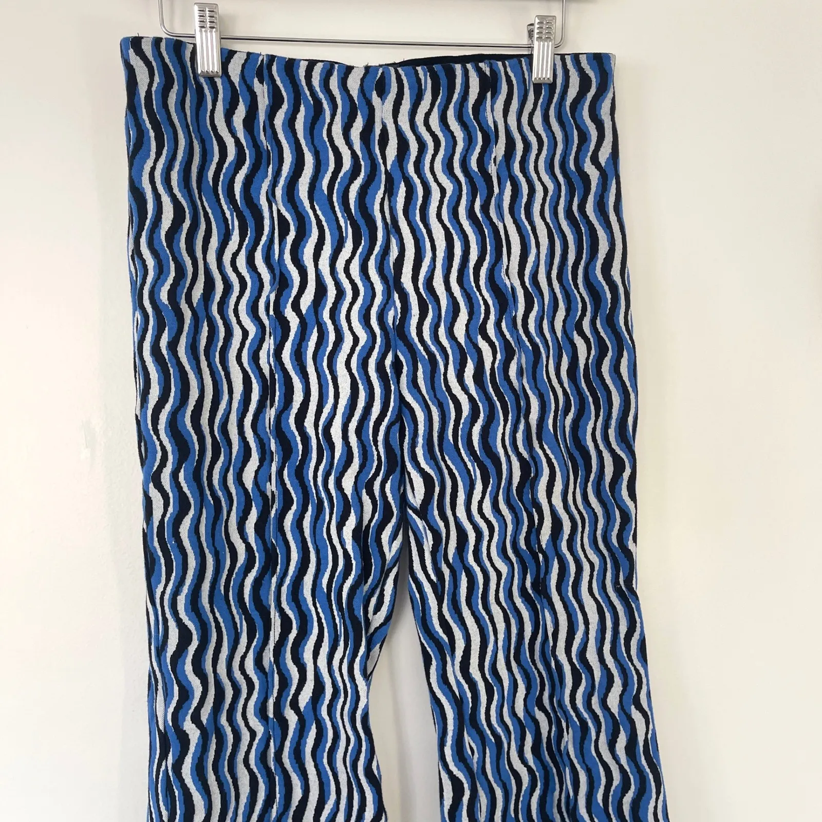 Maeve by Anthropologie Margot Cropped Kick Flare Pants Blue White Black Small‎ - Image 4