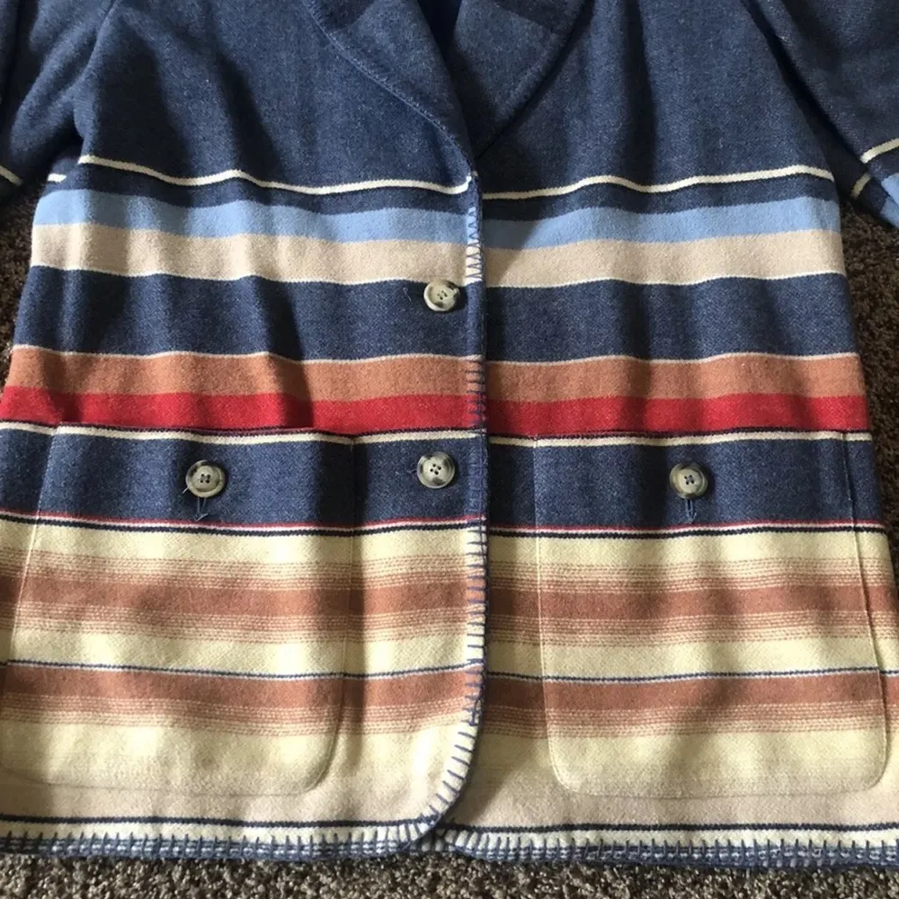 Vintage Womens Express Southwestern Blanket Blazer Jacket Sz S Ranch Yellowstone - Image 2