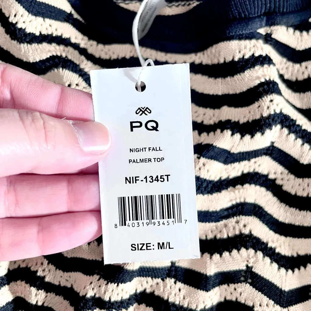 NWT PQ Swim Palmer Woven Sweater Nightfall Top M/L Tan Size M - Image 4