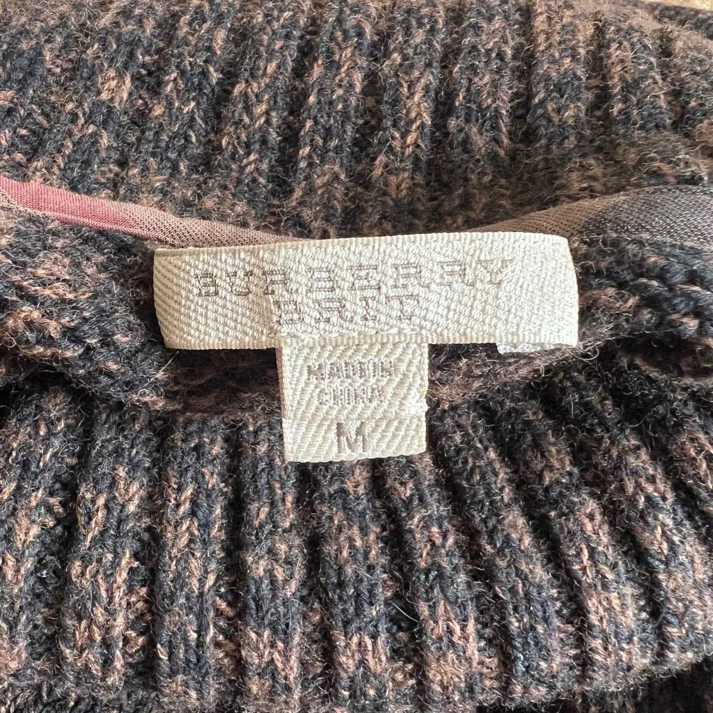 Burberry Brit Brown Marled Knit Tunic Sweater Cowl Neck Zip Pockets Size P - Image 7