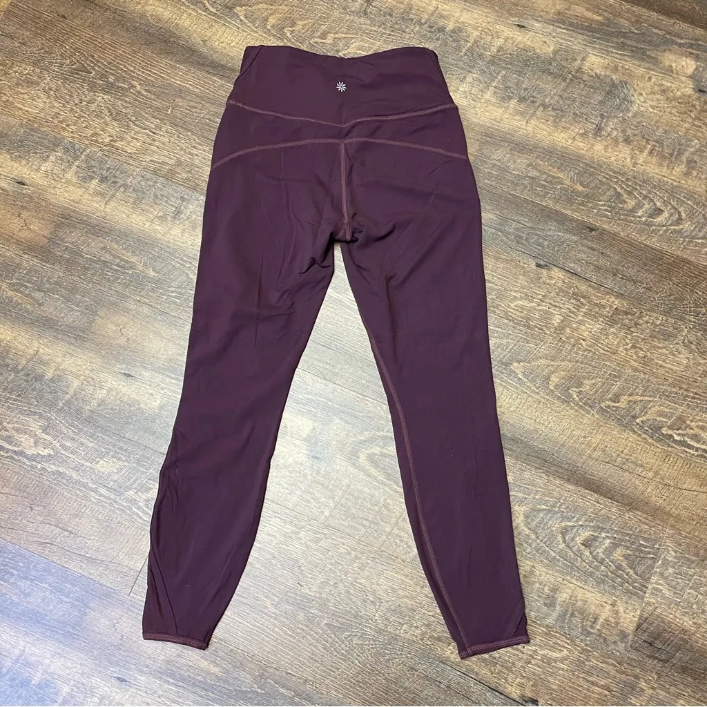 Athleta Peekaboo 7/8 Tight Leggings Womens Small Wine High Rise Mesh Yoga - Image 9