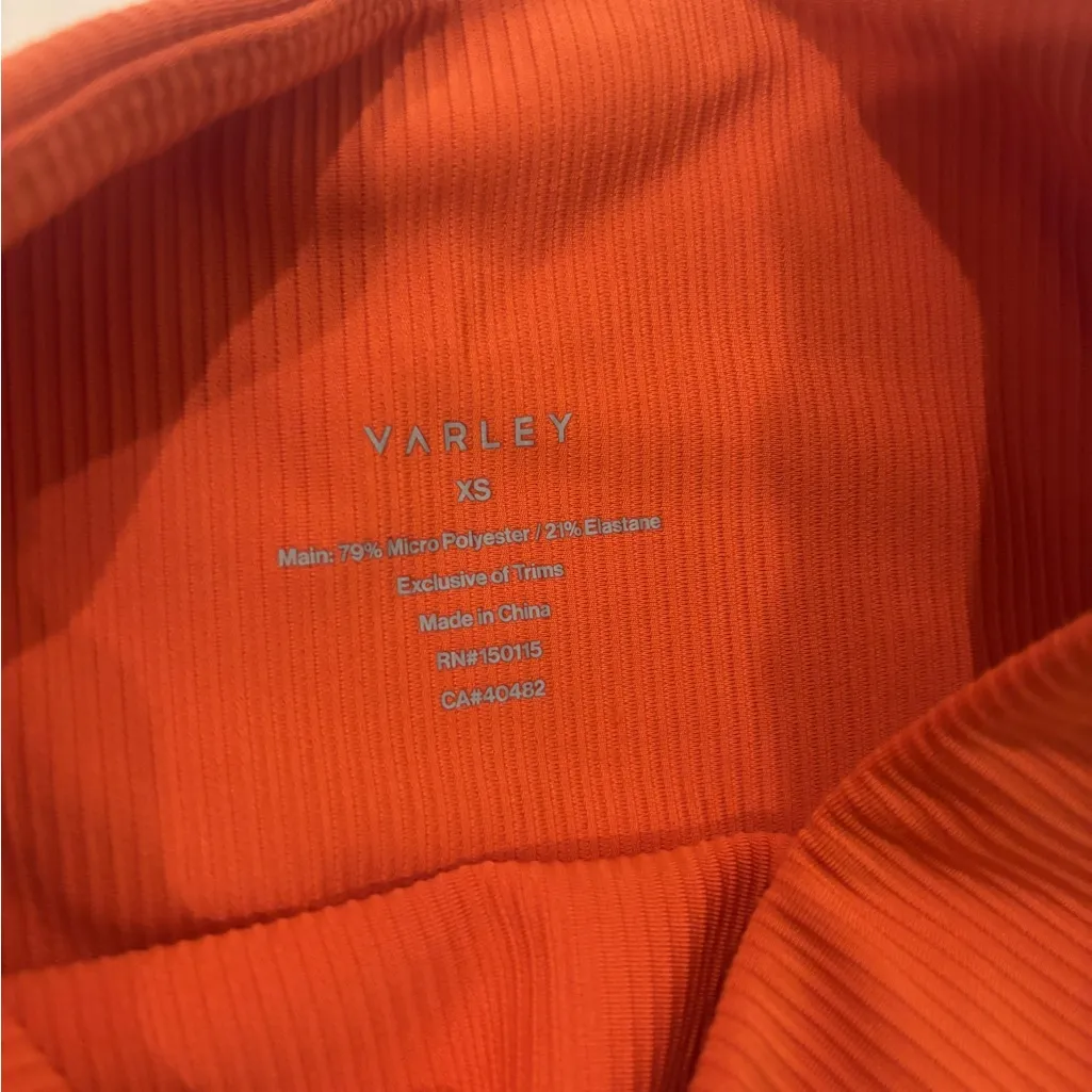 Varley Let’s Move High-Rise Ribbed Athletic Shorts XS | Orange Rust Yoga Active - Image 4