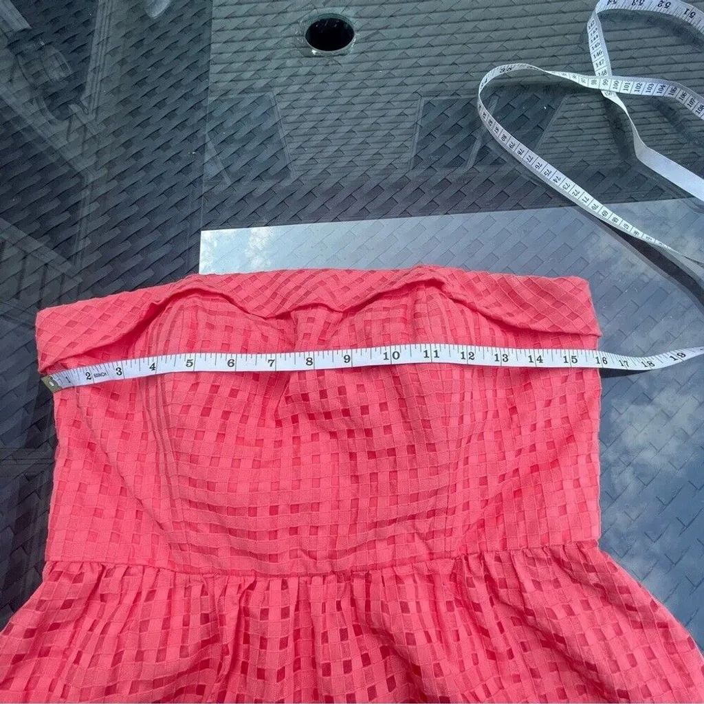 Vintage Anthropologie Hitherto Y2K Sz 10 Catherina coral cotton Strapless Dress - Image 5
