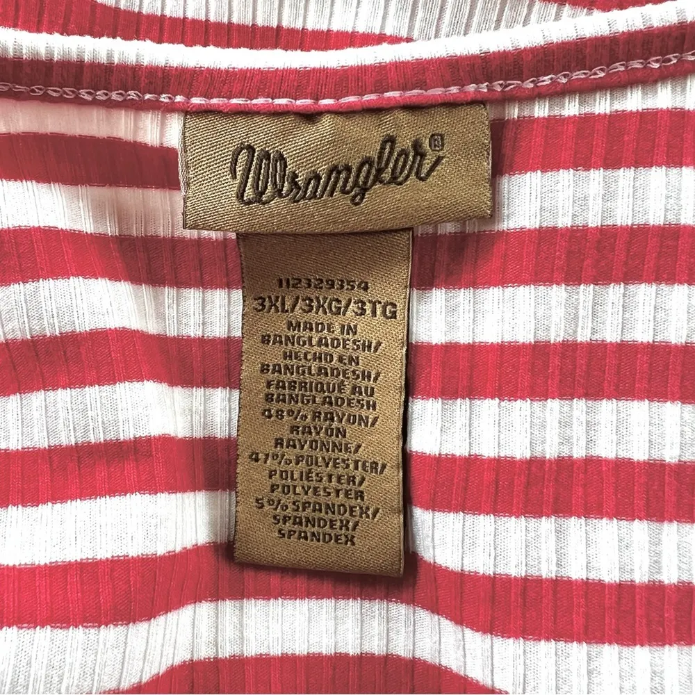 Wrangler Essential Flutter Tee Shirt Red Striped Knit Top 3XL - Image 12