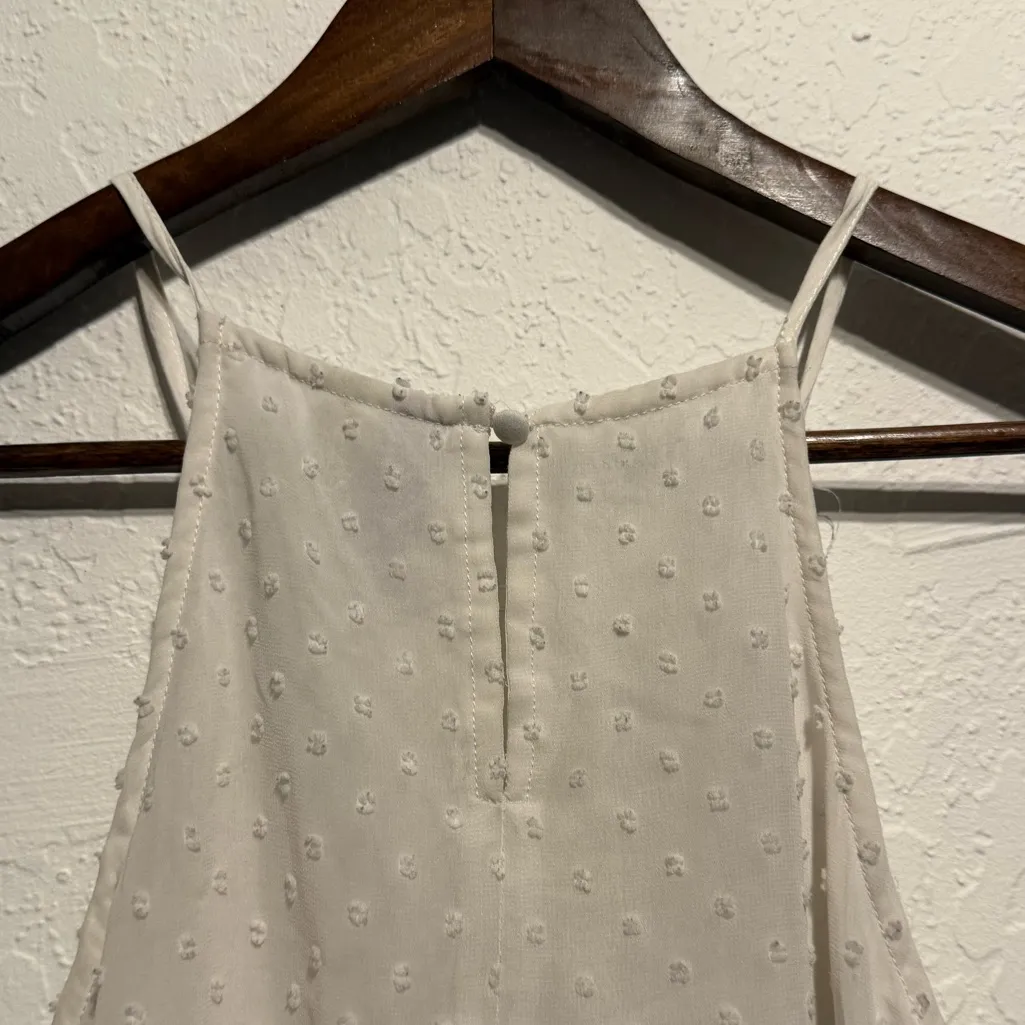 Ayla White Halter Blouse Polka Dot Sheer Chiffon Tulle Ruffle Swiss Size S - Image 6
