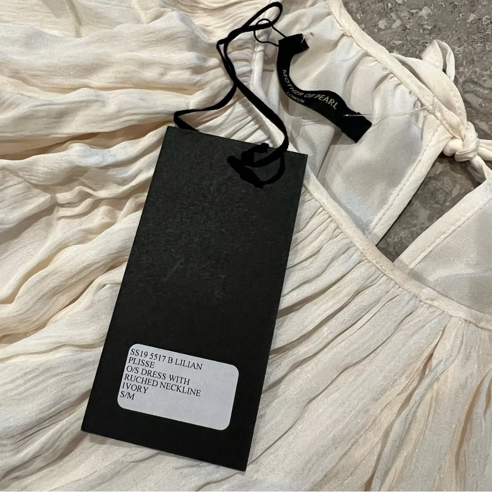 NWT Mother of Pearl Lilian Gathered Crinkled Satin Jacquard Dress Ivory Size S/M White - Image 8