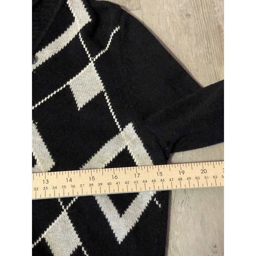 Liz Claiborne Sweater L Vintage Black‎ And White Diamond Design bag 7 - Image 6