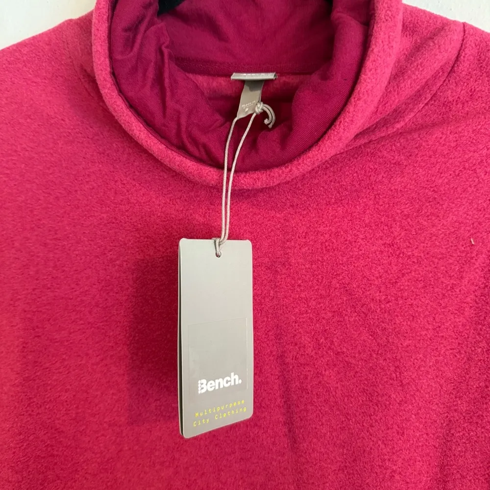 NWT BENCH RASPBERRY PINK FLEECE PULL OVER FUNNEL NECK SWEATSHIRT SIZE SMALL - Image 3
